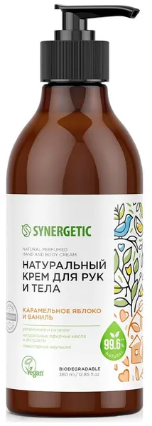 Крем для рук и тела SYNERGETIC 380мл Натуральный Карамельное яблоко и ваниль NEW