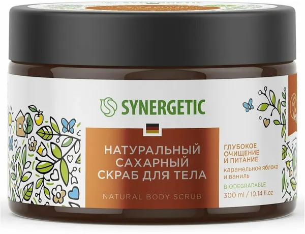 Скраб для тела, Synergetic, карамельное яблоко и ваниль, 300 мл