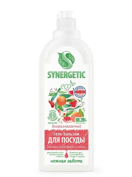 SYNERGETIC Гель-бальзам для мытья посуды Розовый грейпфрут 1 л