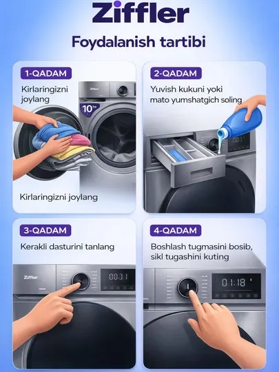 Стиральная машина Ziffler T100-F1ING — это сочетание современного дизайна