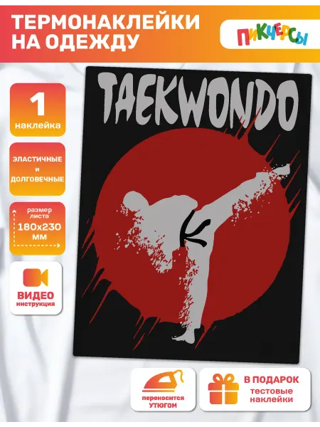 Пикчерсы Термонаклейка на одежду большая, taekwondo спорт