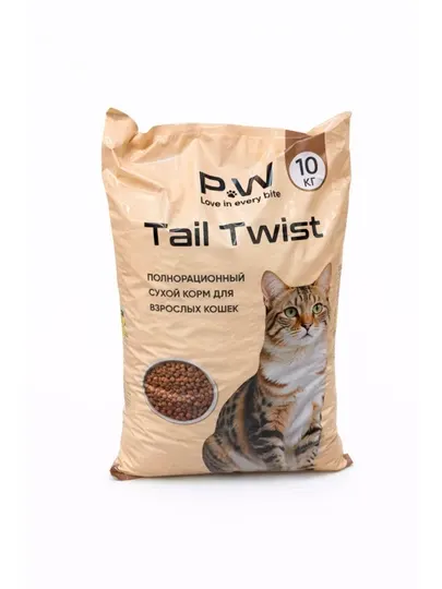 P W полнорационный сухой корм для кошек, 10 кг, Tail Twist