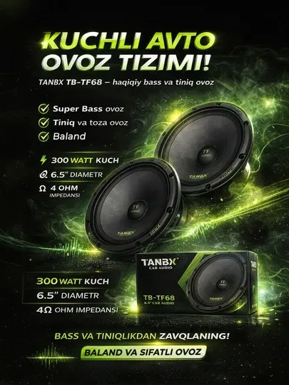 Автомобильные колонки TANBX TB-TF68, акустическая система, комплект 2 шт