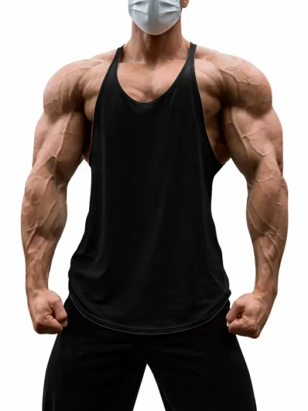 Мужская спортивная майка (tank top), свободный крой, для тренировок