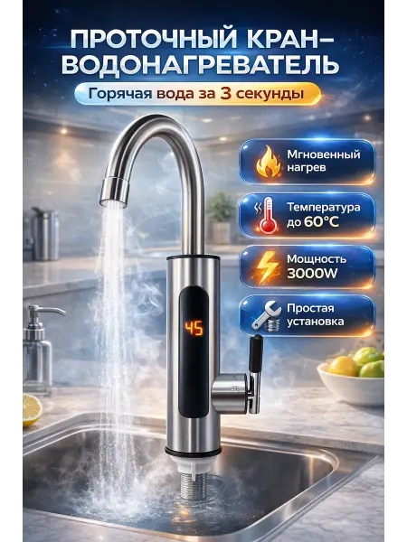 TATIA4 Водонагреватель проточный кран электрический с подогревом