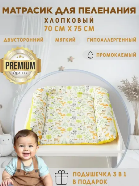 TEXXET Матрасик на пеленальный стол матрас для пеленания