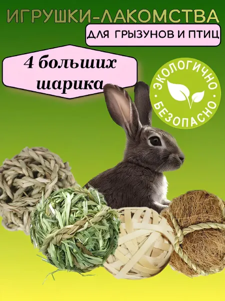 TGUBERS Набор игрушек для грызунов шарики большие