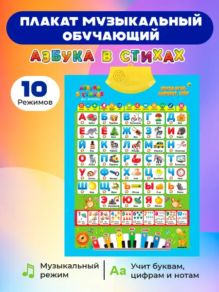 Рыжий кот. Говорящая азбука плакат на стену для малышей