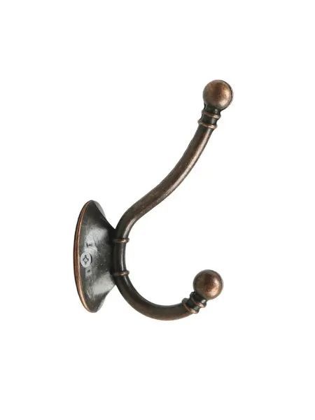 Тундра Крючок мебельный TKd=021, двухрожковый, медь, 5 шт. TMP