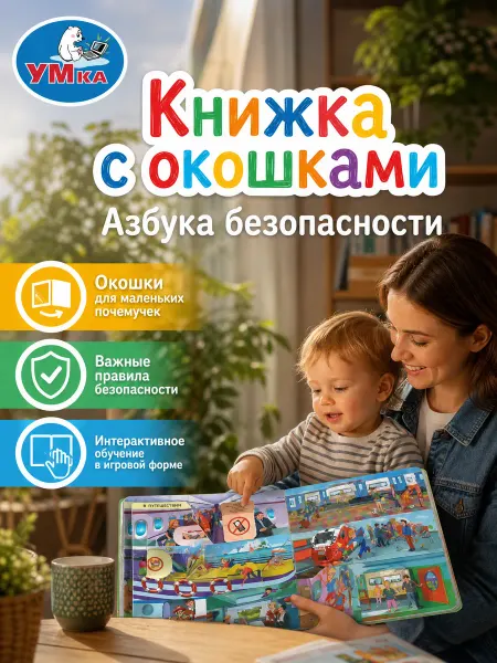 Умка Энциклопедия для детей книжка с окошками азбука для малышей