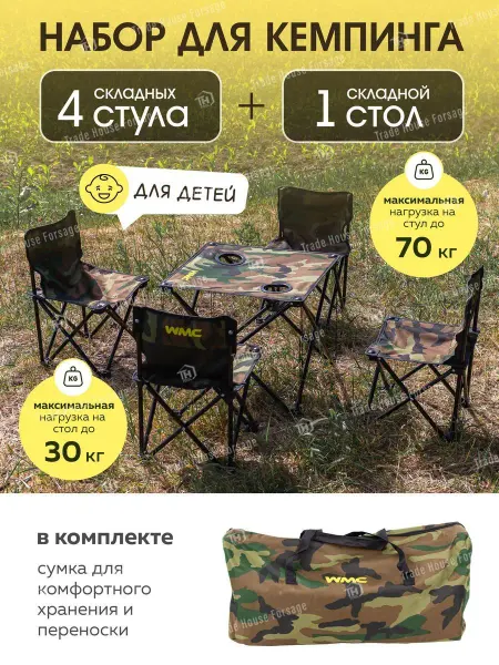 WMC Tools Стол детский складной туристический со стульями