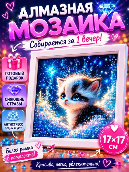 TOP_ONLY Алмазная мозаика детская Мечтательный котик