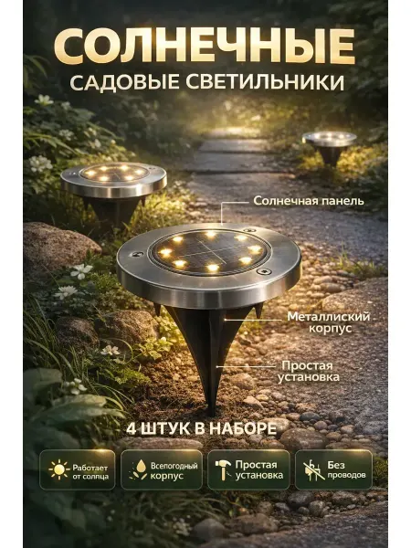 TOSUM Садовые солнечные уличные светильники 4 шт