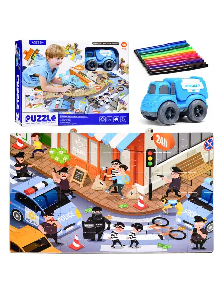 URAL TOYS Игровой набор Полицейский пазл с машиной