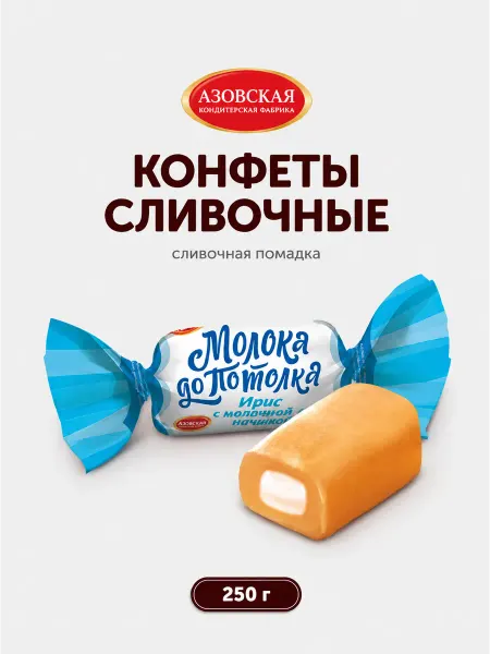Азовская кондитерская фабрика Конфеты Молока до потолка Ирис с молочной начинкой