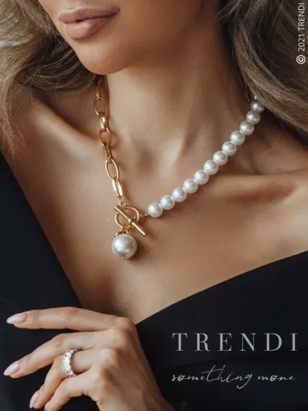 Trendi Колье на шею подвеска бусы и цепочка - ожерелье с жемчугом