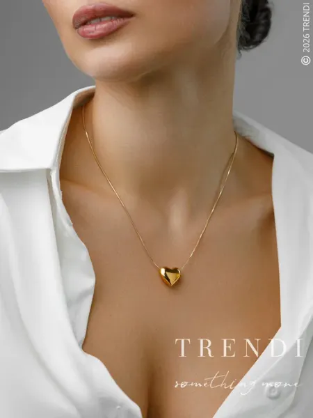 Trendi Длинная тонкая цепочка на шею с крупной подвеской сердце
