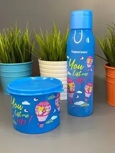 Эко-бутылка (500 мл) и Ёмкость (600 мл) "Праздник" голубые. Tupperware