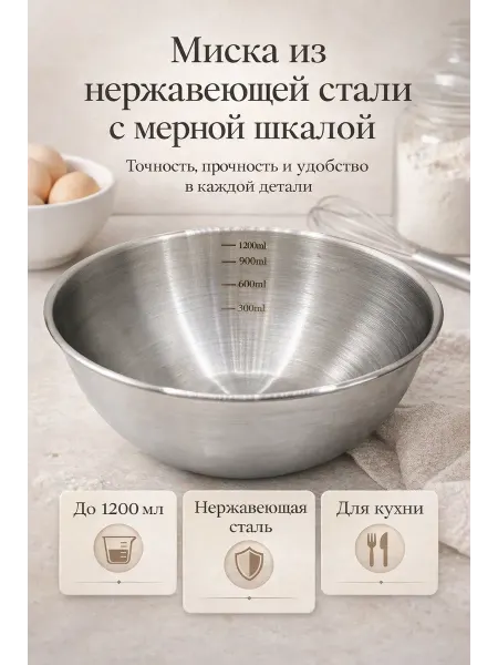 АйлушаВБ Миска из нержавеющей стали с мерной шкалой