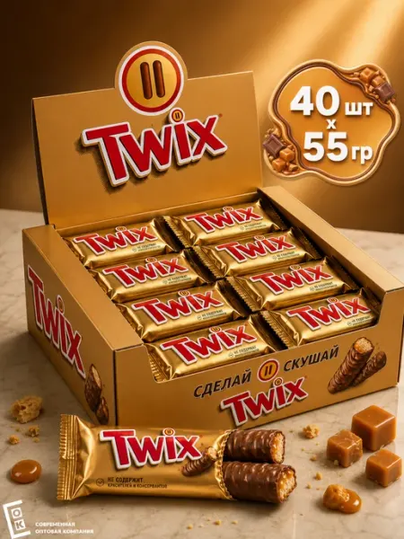Twix Шоколадный батончик Твикс 55 гр 20 шт