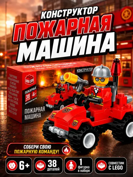Unicon Конструктор Пожарная машина для мальчиков как в лего