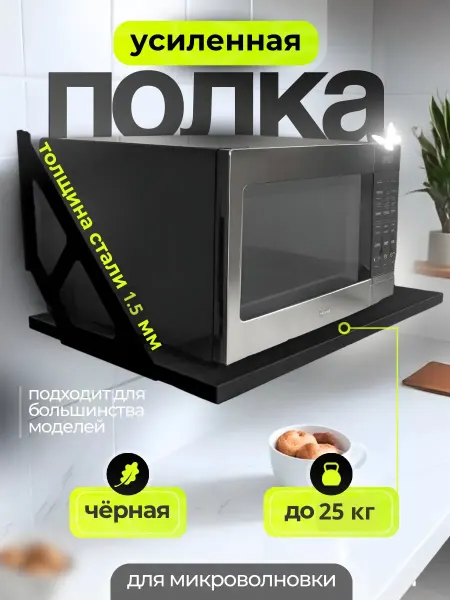 UniqHouse Полка для микроволновки на стену усиленная
