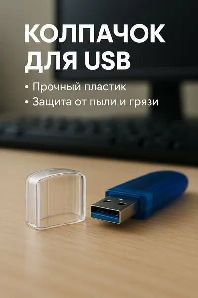 Колпачок защитный для USB носителя пластиковый прозрачный 10 шт.