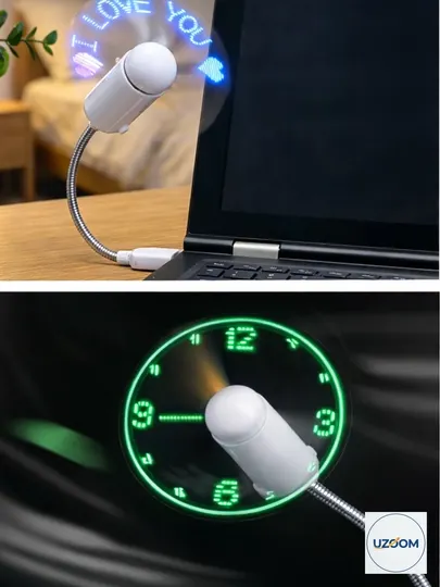 Голографические часы в виде вентилятора, с USB-подключением