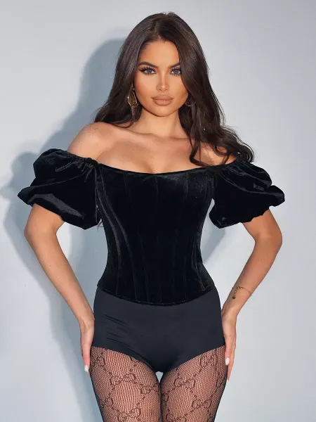 Wooly's Корсет velvamica с рукавами черный