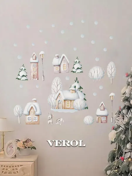 VEROL Новогодние наклейки интерьерные снег на стену