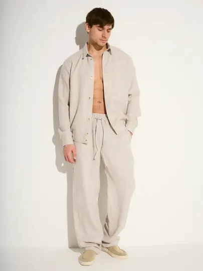 Мужские льняные брюки, летные брюки, свободные, лето, размер 29–40, VIQOR WEAR