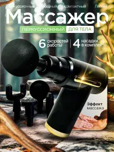 Перкуссионный массажер для тела, шеи, плеч, спины, рук и ног. Антицеллюлитный, лимфодренажный вибромассажер пистолет с мощным аккумулятором.