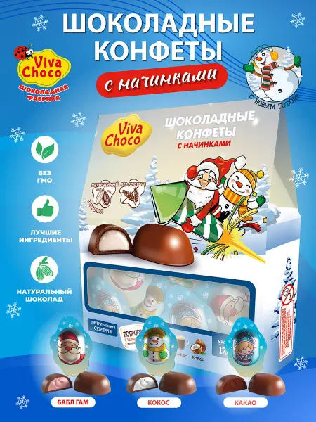 VivaChoco Конфеты шоколадные подарочные в коробке Айс 120гр