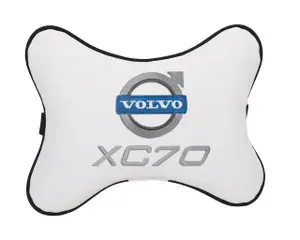 Подушка на подголовник автомобильная белая экокожа VOLVO XC70