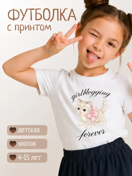 VSGM Белая футболка для девочек с принтом на лето
