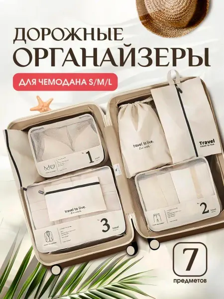 WanderWise Дорожный набор органайзеров для чемодана 7шт