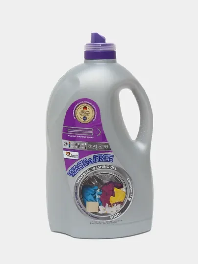 Гель для стирки универсальный Wash&Free c марсельским мылом лаванды и жасмином, 5 кг