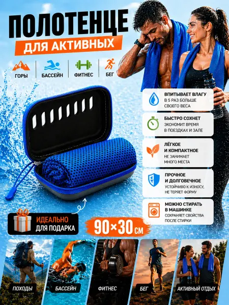 WeFree Полотенце спортивное быстросохнущее для тренировок