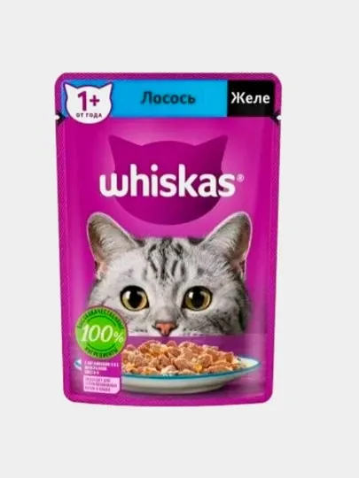 Влажный корм Whiskas, лосось в желе, 5шт