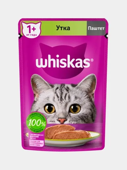 Влажный корм Whiskas, утка, паштет 5шт