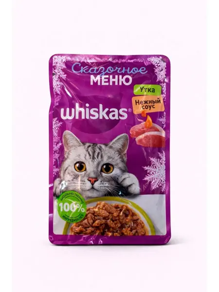 WHISKAS Влажный корм для кошек со вкусом утки в нежном соусе