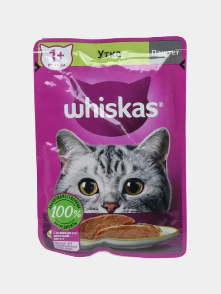 WHISKAS Влажный корм для кошек со вкусом утки