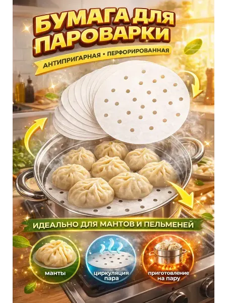 Whoni Бумага для пароварки перфорированная антипригарная круглая