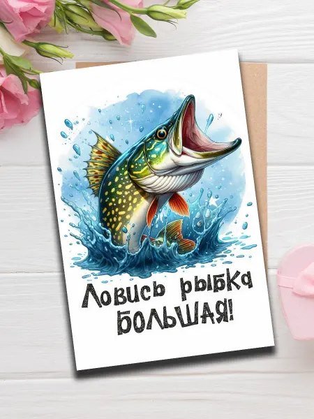 Woodguk Открытка рыбаку нежная