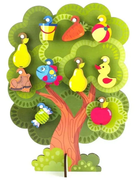 WoodLandToys Развивающая игрушка с крючками "Что на дереве растет"