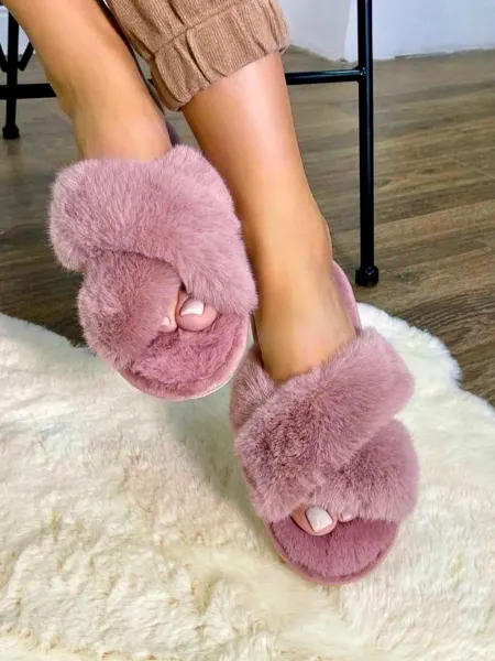 Wow.Shop Тапочки домашние меховые (темно-розовый)