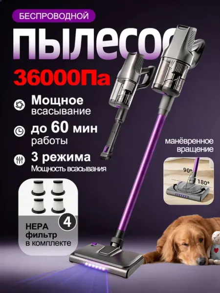 WUWOEA пылесос вертикальный беспроводной мощный для дома
