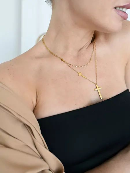 Xbeauty Золотистые цепочки на шею с крестами корейская бижутерия