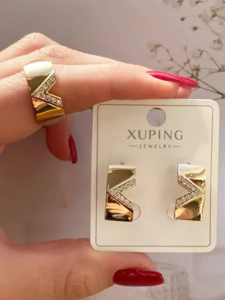 Xuping Набор бижутерия комплект кольцо и серьги с камнями