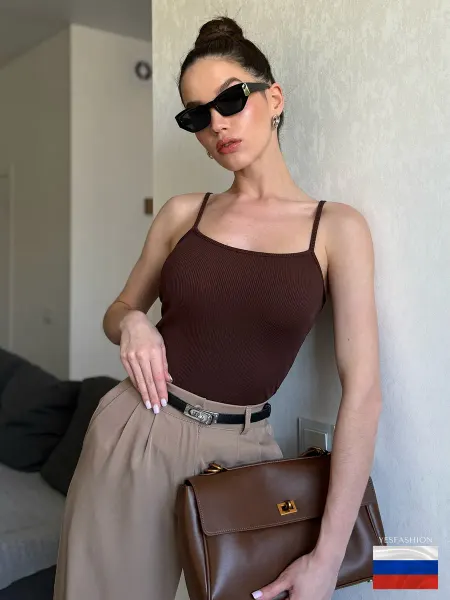 YESFASHION Майка скимс летняя на бретельках в рубчик из лапши